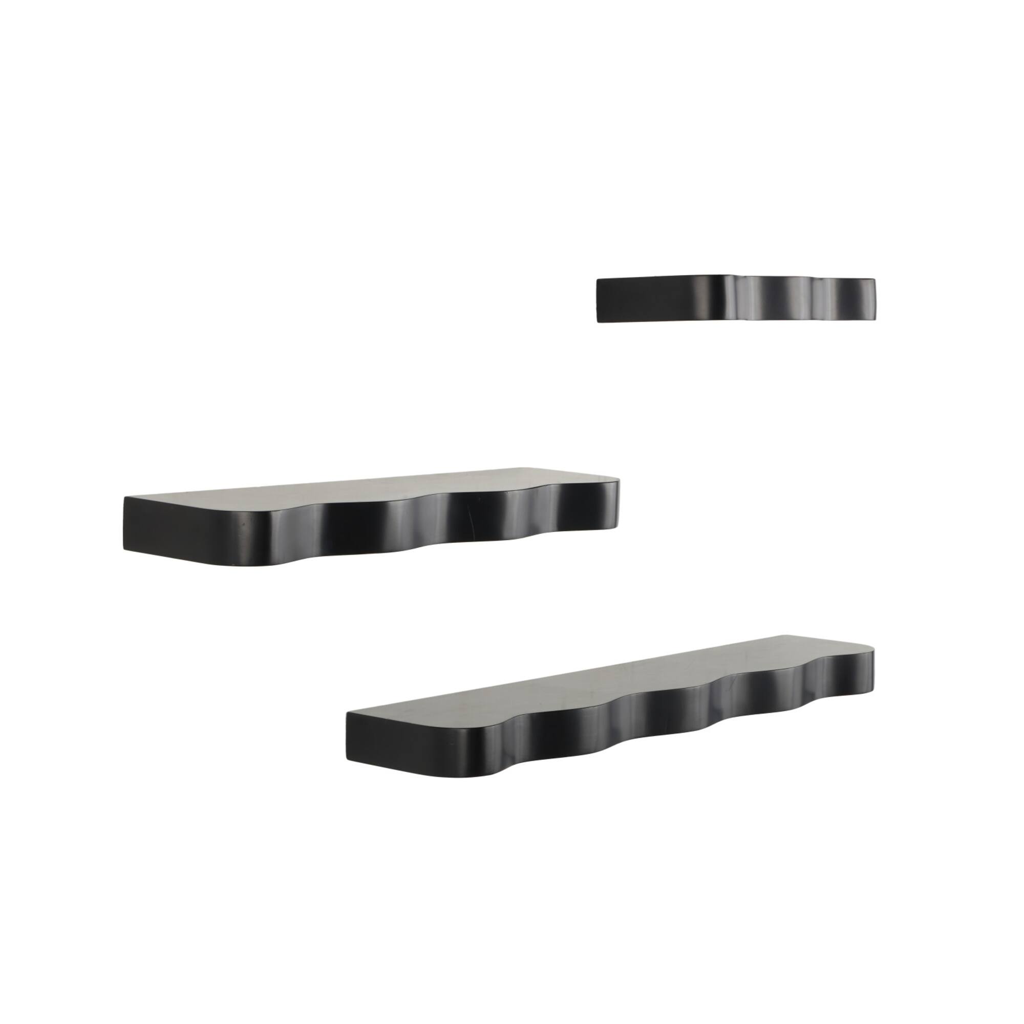 Black Wood Handmade Wall Shelf Set